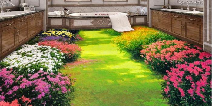 1000x800 US $17.7 41% OFF|beibehang Custom Aesthetic Flower Path Meadow Wallpaper  Home Decoration Toilet Bathroom Bedroom 3D Floor Mural wallpaper 3d-in