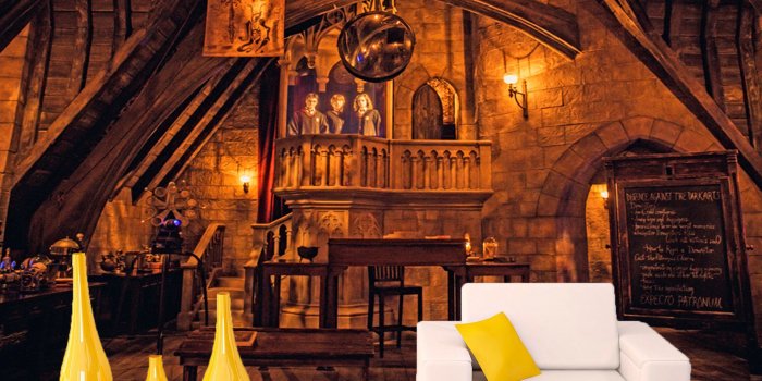 1920x1646 Harry potter wall decal for kids, Ancient room custom print art for home,  Library wallpaper murals for wall decoration SKU 20309