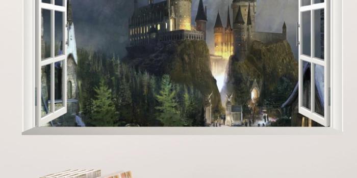 1001x1001 Harry Potter Poster 3D Window Decor Hogwarts Decorative Wall Stickers  Wizarding World School Wallpaper For Kids Bedroom Decal