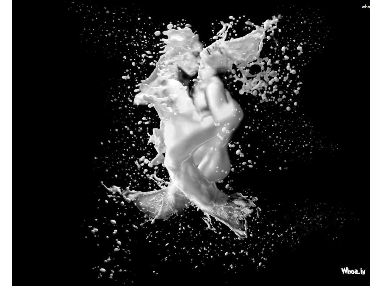 1280x960 Milk Drops Creative Couple Love With Dark Background HD Love Wallpaper
