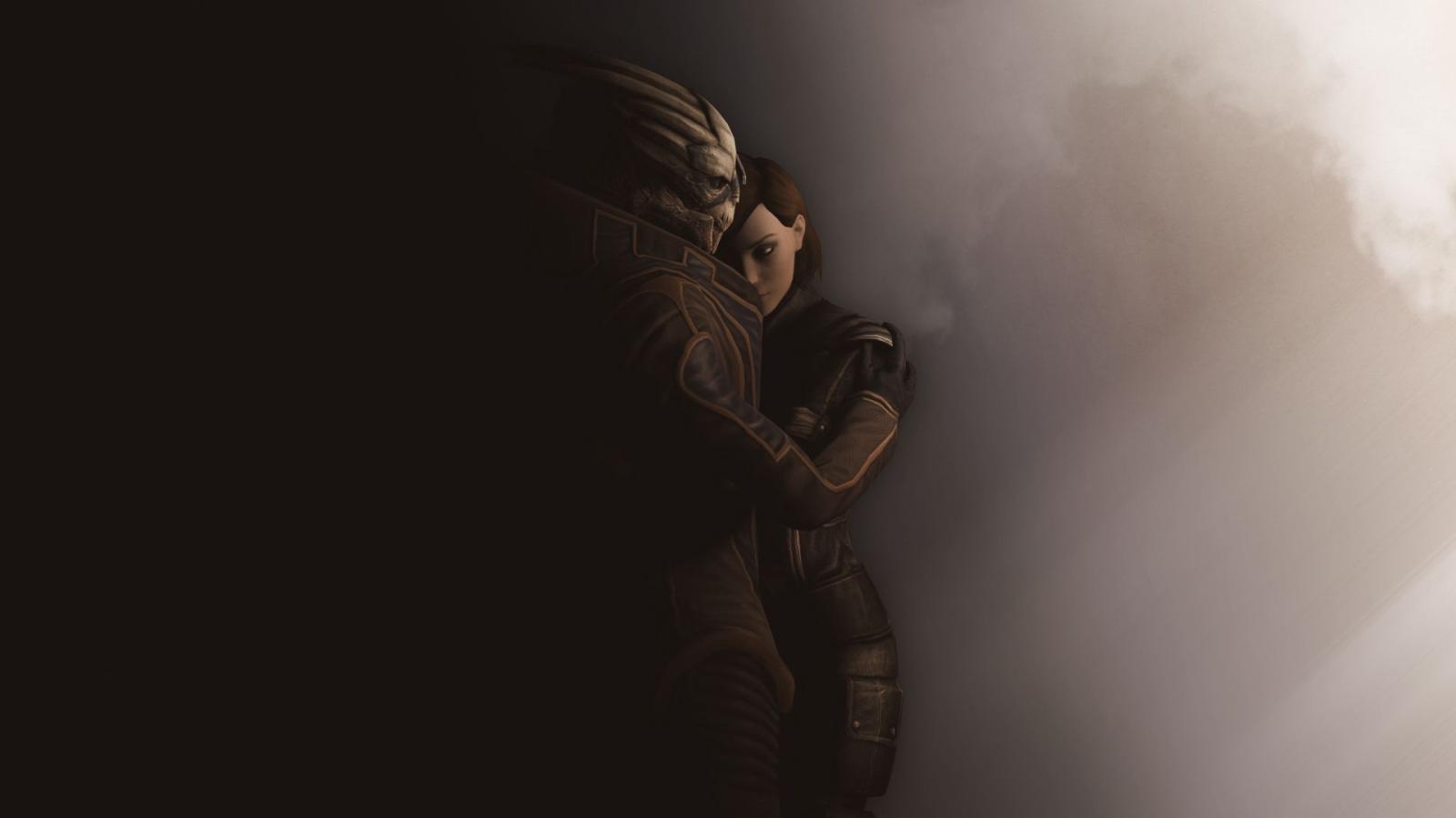 1920x1080 Download 1920x1080 HD Wallpaper mass effect couple embrace dark