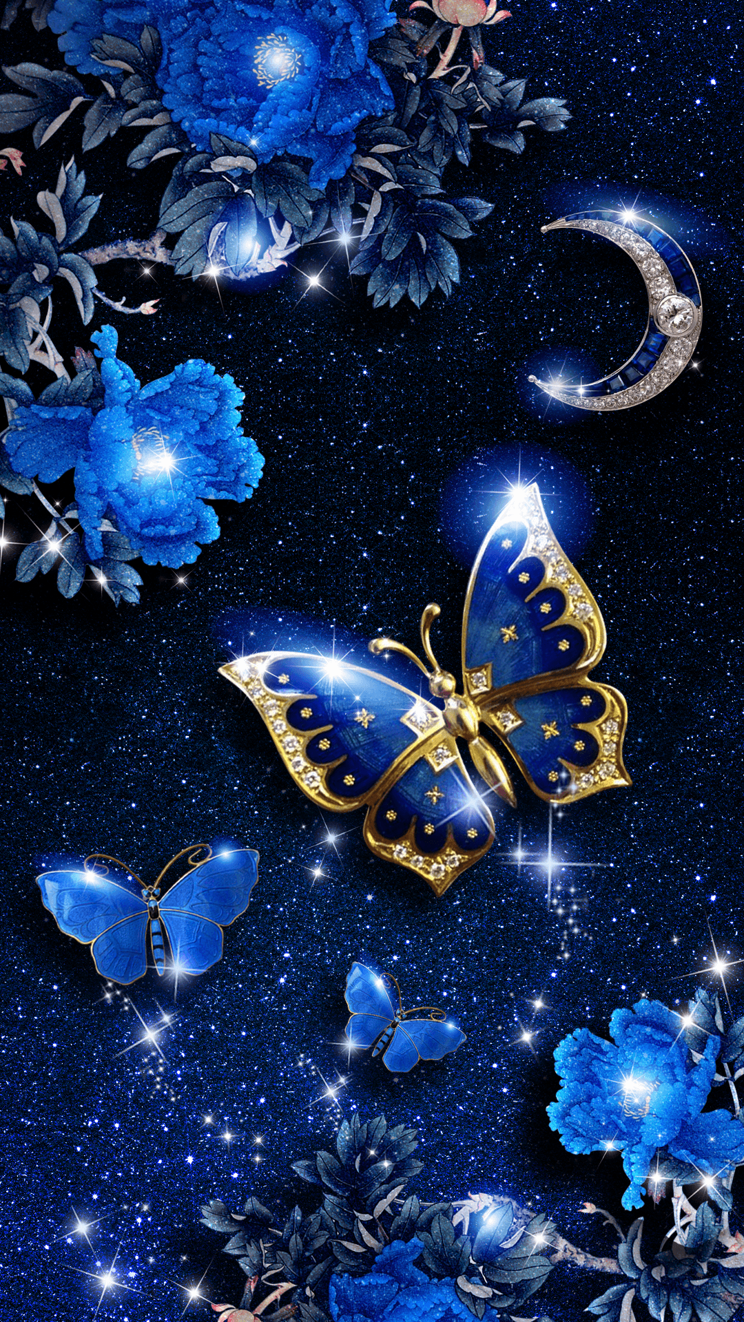 1080x1920 Elegant blue butterfly live wallpaper! Android live wallpaper