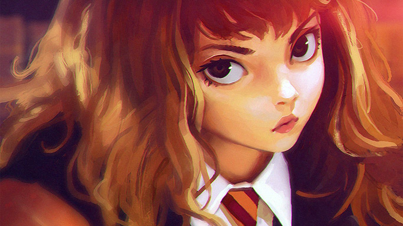 1366x768 bd66-hermione-harry-potter-liya-art-illustration-flare-wallpaper