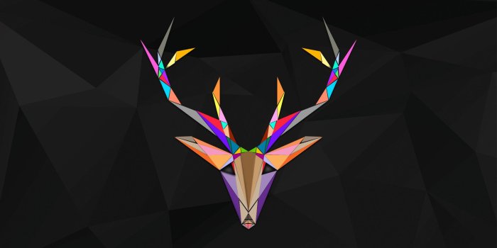 1920x1080 Polygonal Reindeer Colorful Dark Desktop Wallpaper