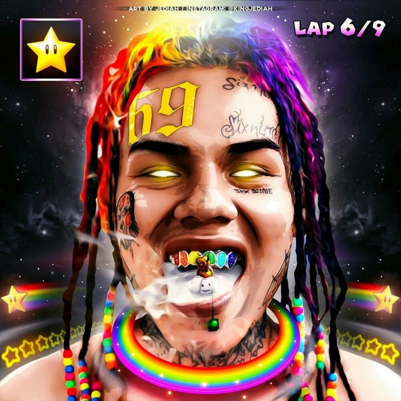 1280x1280 6ix9ine | Tekashi 6ix9ine | Rapper art, Dope wallpapers, Art