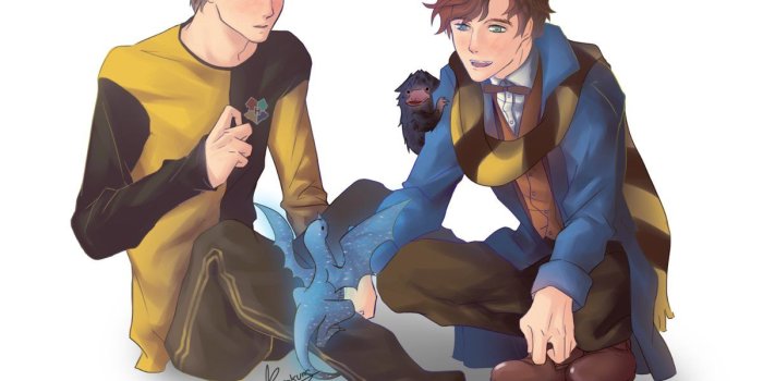 1199x969 Newt & Cedric (Fantastic Beasts) | Harry Potter & Fantastic Beasts