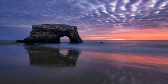 1332x850 Wallpaper sunset, rock, the ocean, CA, arch, Pacific Ocean