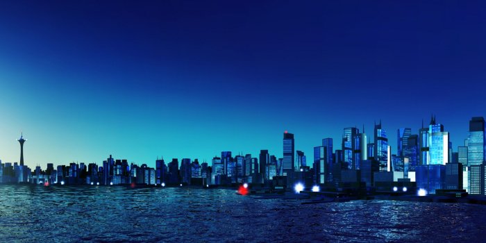2560x1600 Blue futuristic city wallpaper | 2560x1600 | 3058 | WallpaperUP