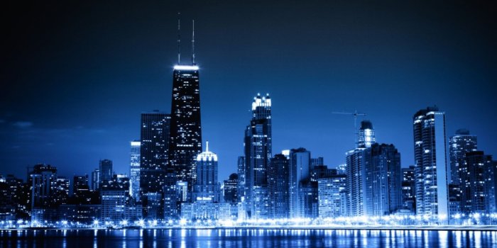 1600x1065 Free download wallpaper Chicago blue night city lights desktop
