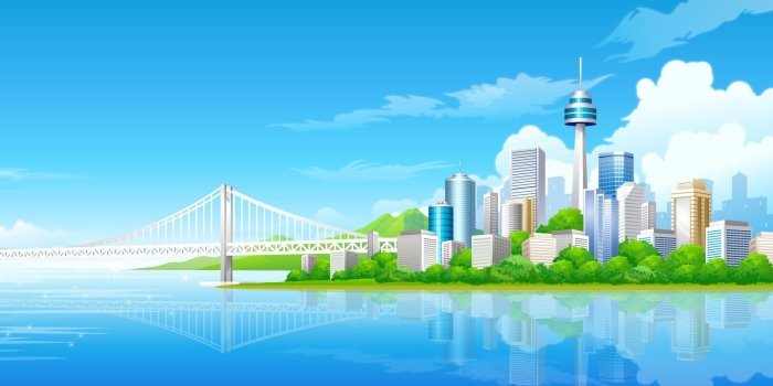 1920x1200 Blue City Wallpaper Vector 3D Wallpapers in jpg format for free download