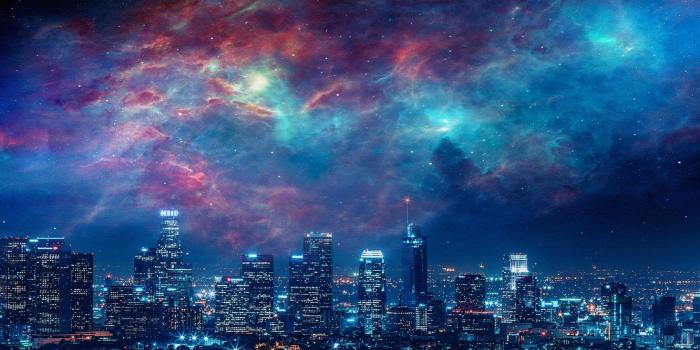 1332x850 Wallpaper City, Sky, Beautiful, Stars, Space, Art, Galaxies