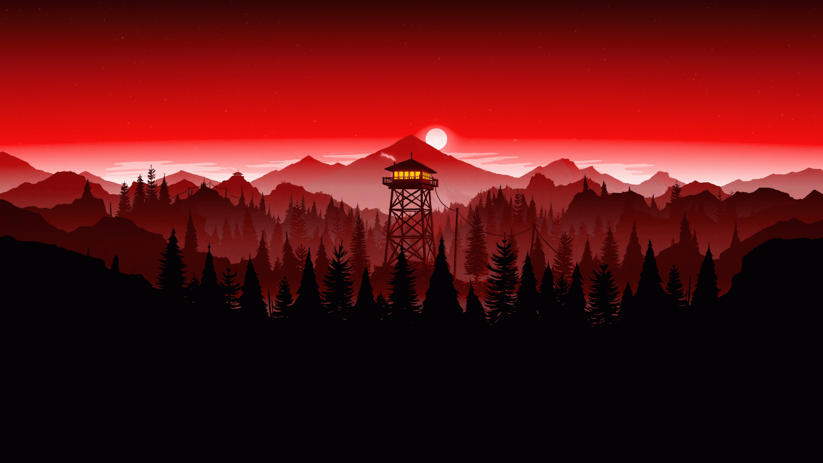 6144x3456 Firewatch Tower Wallpaper (Red Edit) : Firewatch