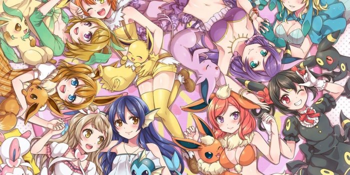 1280x1024 Download 1280x1024 Anime Girls, Pokemons, Dress, Flareon, Glaceon