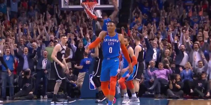 1920x1080 Westbrook gets hype after drilling step back three in the fourth