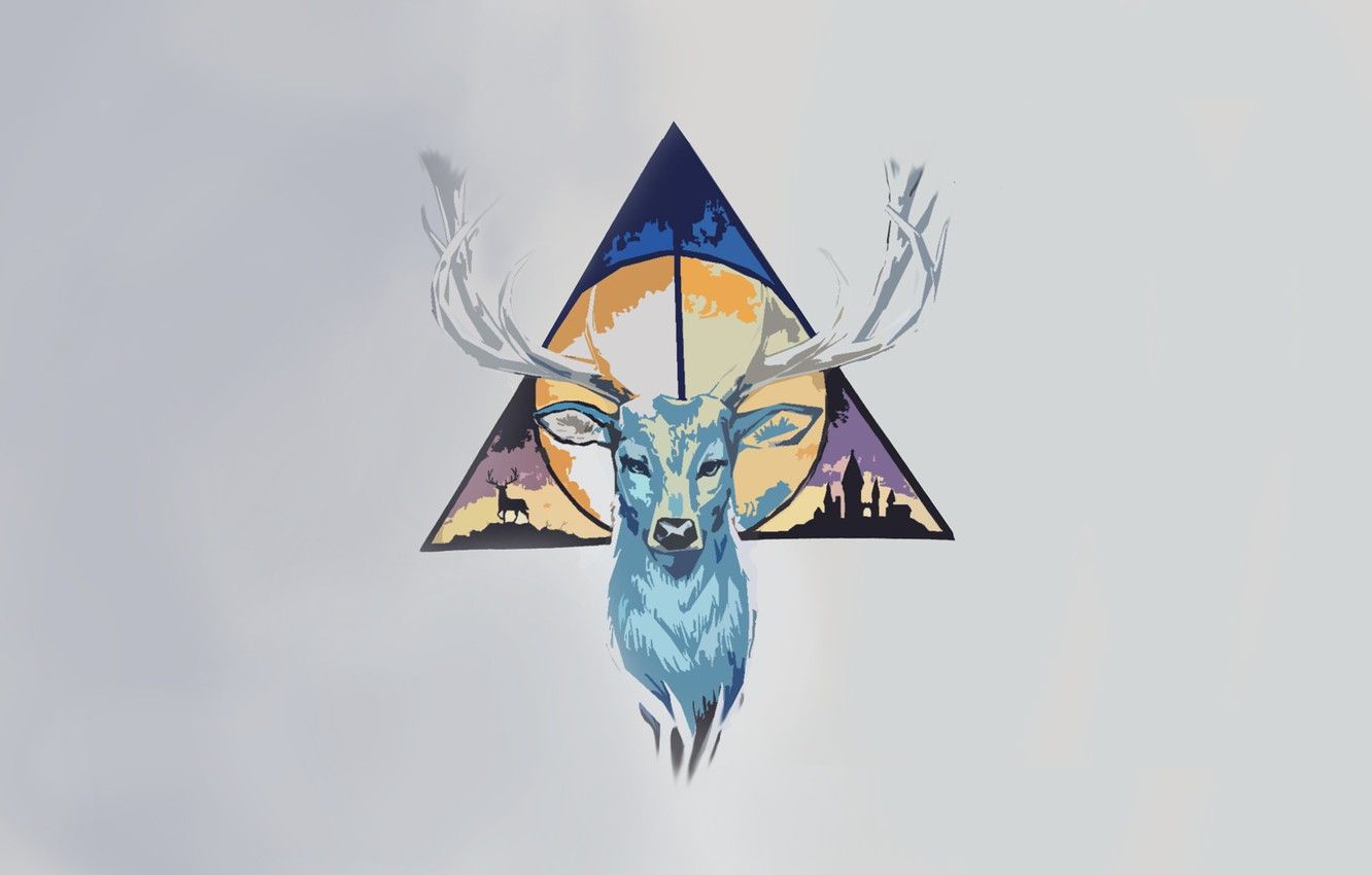 1332x850 Wallpaper minimalism, deer, triangle, Harry Potter, the deathly Hallows  images for desktop, section минимализм - download