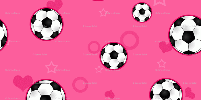 1125x1125 Soccer Ball Pattern Pink wallpaper - jannasalak - Spoonflower