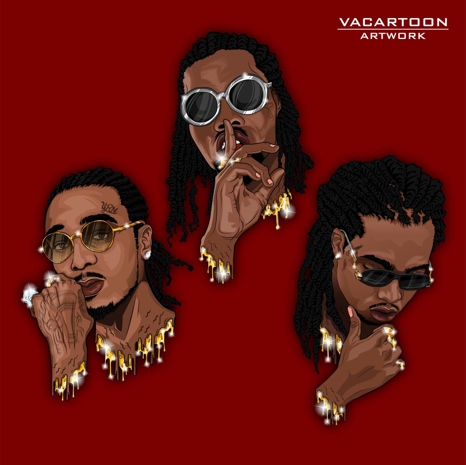 7442x7441 Custon Cartoon - Migos | Migos artwork in 2019 | Rapper art, Trill