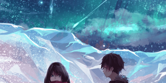 1080x1920 Anime Couple, Ice Field, Scarf, Anime Girl, Boy - Anime Couple