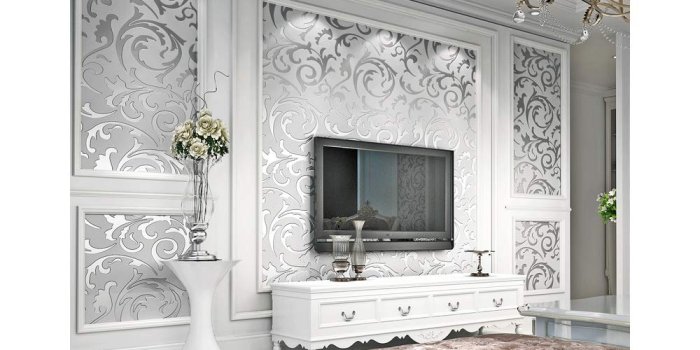 1000x1000 Details about 3D Damsk Wallpaper, Modern Non-Woven Sliver Flower Pattern  Wallpaper Home Decor