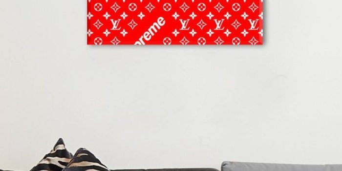 794x1193 LV x Supreme Louis Vuitton Monogram Print Red Canvas Canvas Art Poster Print