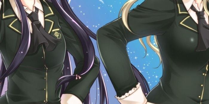 800x1200 Download wallpaper 800x1200 anime, couple, blonde, brunette, skirt