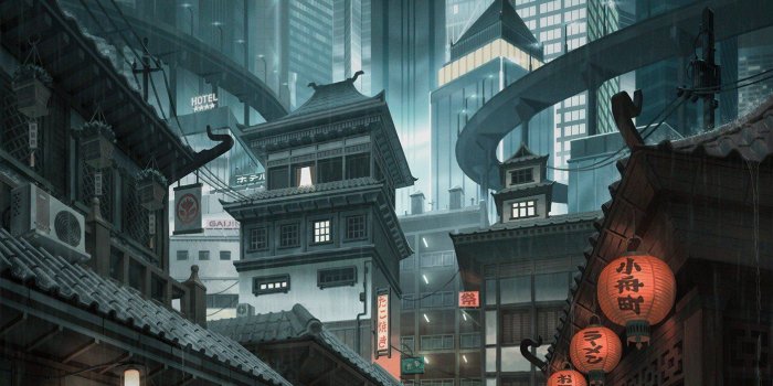 1396x2500 2998137 cityscape artwork skyscraper digital art alleyway city japan