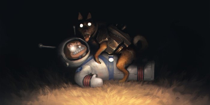 1332x850 Wallpaper night, toy, dark, dog, the suit, monkey, dog, armor