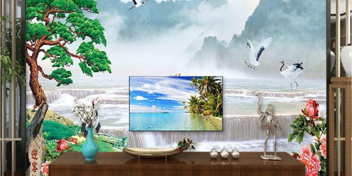 1026x880 3d room wallpaper custom photo non-woven mural Simple medium color  waterfall landscape murals Songhe Wall-paper large wallpaper for walls 3d