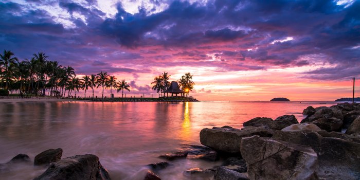 5120x2880 A Beautiful Sunset by the Beach Nature Landscape 4K Wallpaper