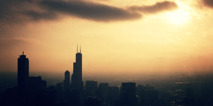 2560x1600 Sunset cityscapes skyline dawn chicago sunlight morning grainy