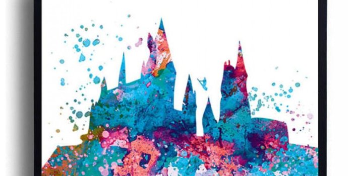 1024x768 Hogwarts castle Watercolor Print Harry Potter Art Hogwart Watercolor