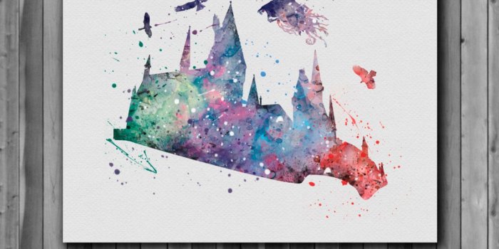 1280x1024 Watercolor Landcolor Skycolor — Harry Potter Poster - Hogwarts
