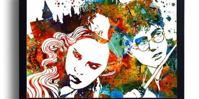 1024x768 Harry Potter Watercolor Art Print Hermione Ron Harry Potter Hogwarts