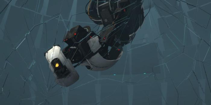 1244x700 Portal GLaDOS Broken Cracked Glass sci-fi robot robots wallpaper