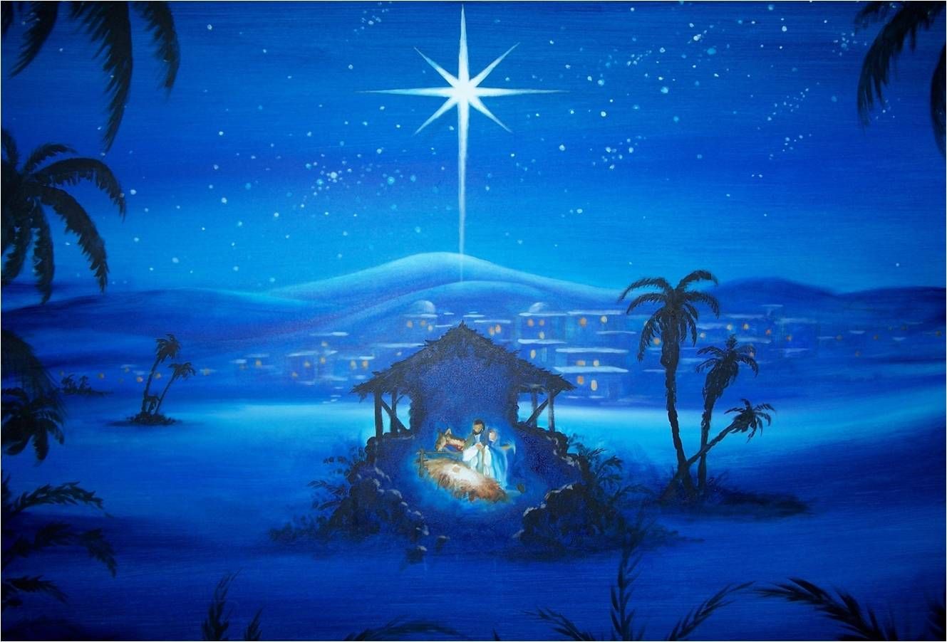 1329x902 Nativity Scene Wallpaper | Christmas Painting Computer Wallpapers