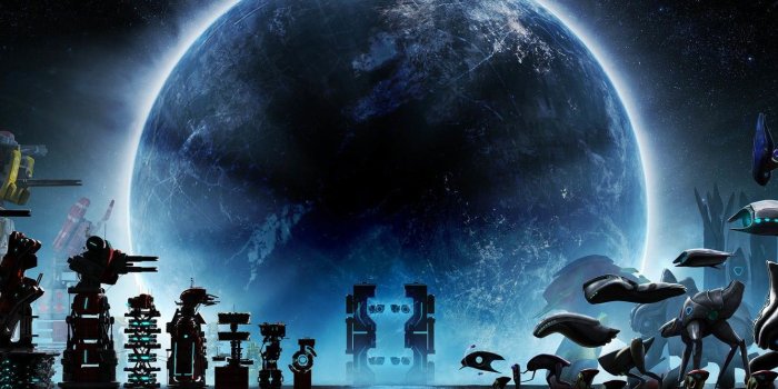 1332x850 Wallpaper the sky, night, planet, mechanisms, game wallpapers