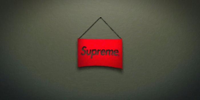 2400x1350 Red and black Supreme wall decor, minimalism HD wallpaper