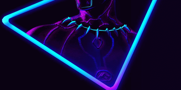 2160x5130 I Upscaled the Neon Black Panther artwork for phone wallpapers (18:9
