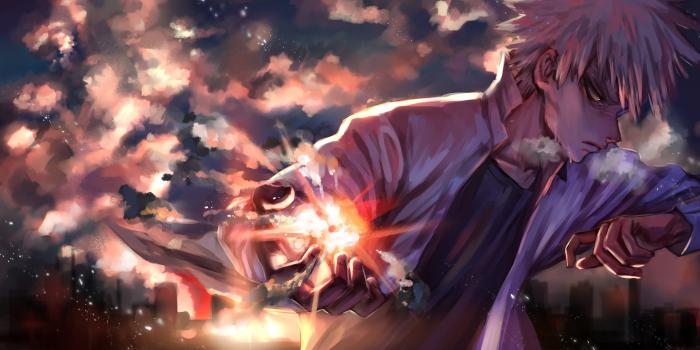 3604x1942 Black and brown abstract painting, Boku no Hero Academia, Katsuki