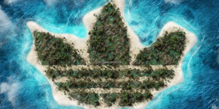 2880x1800 Download wallpapers Adidas logo, creative logo, tropical island