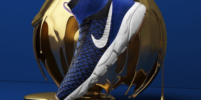 1280x1280 Cool Nike Shoes, Golden Ball, Blue Background ❤ 4K HD Desktop