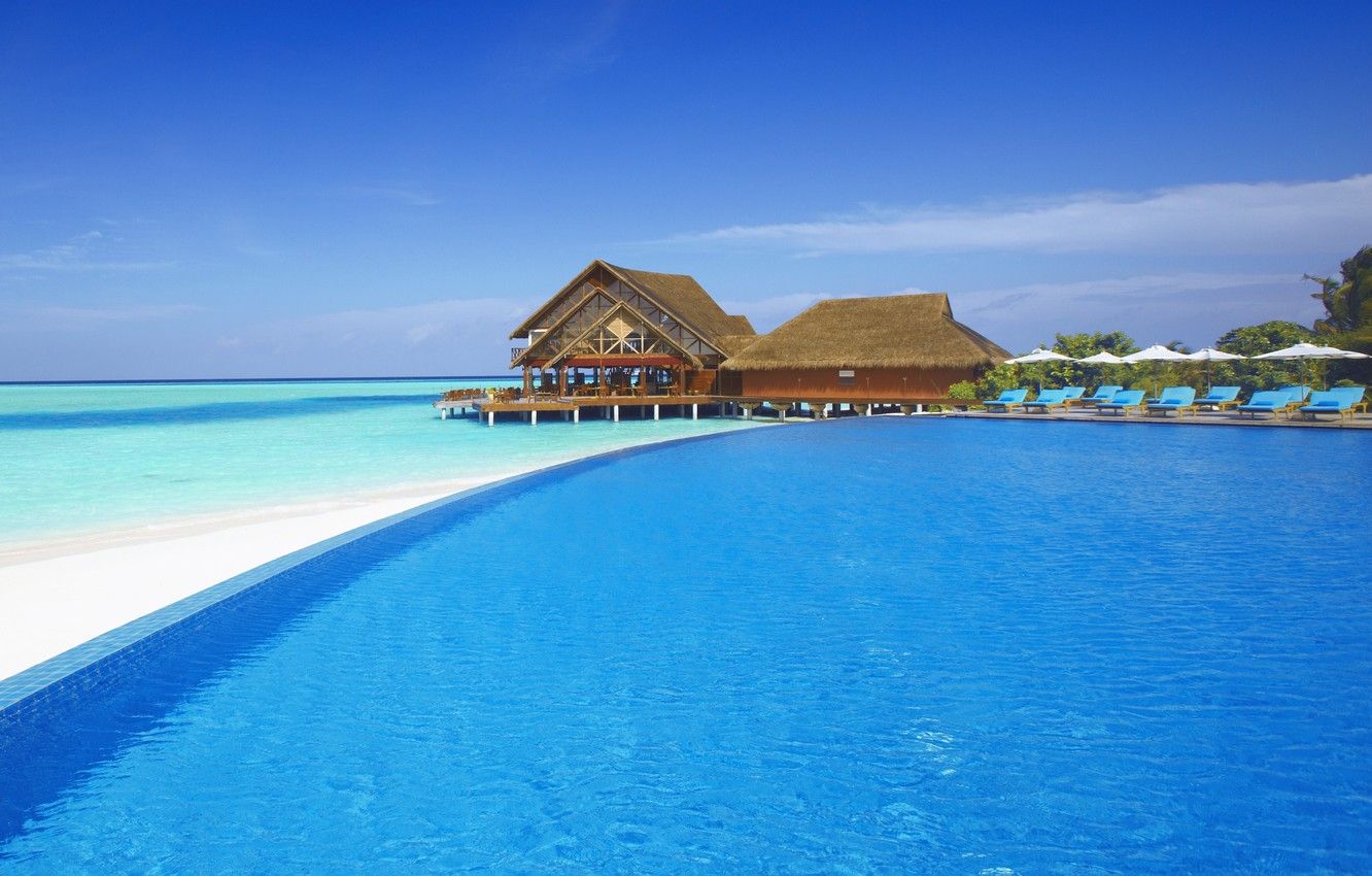 1332x850 Wallpaper sea, clear water, pool, the Maldives, Bahamas, Seychelles