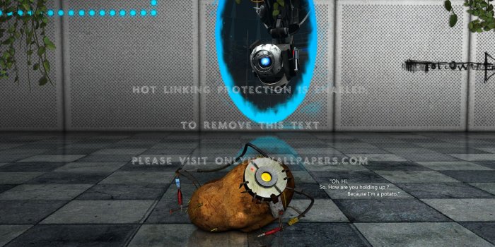 1920x1200 glados portal 2 potatoes