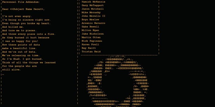 1244x700 Science Portal GLaDOS ascii Aperture Laboratories Still alive Picasa