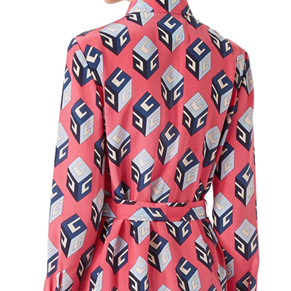 960x960 Gucci Pink Vintage Wallpaper Print Gg Silk Shirtdress Mid-length  Work/Office Dress Size 6 (S) 22% off retail