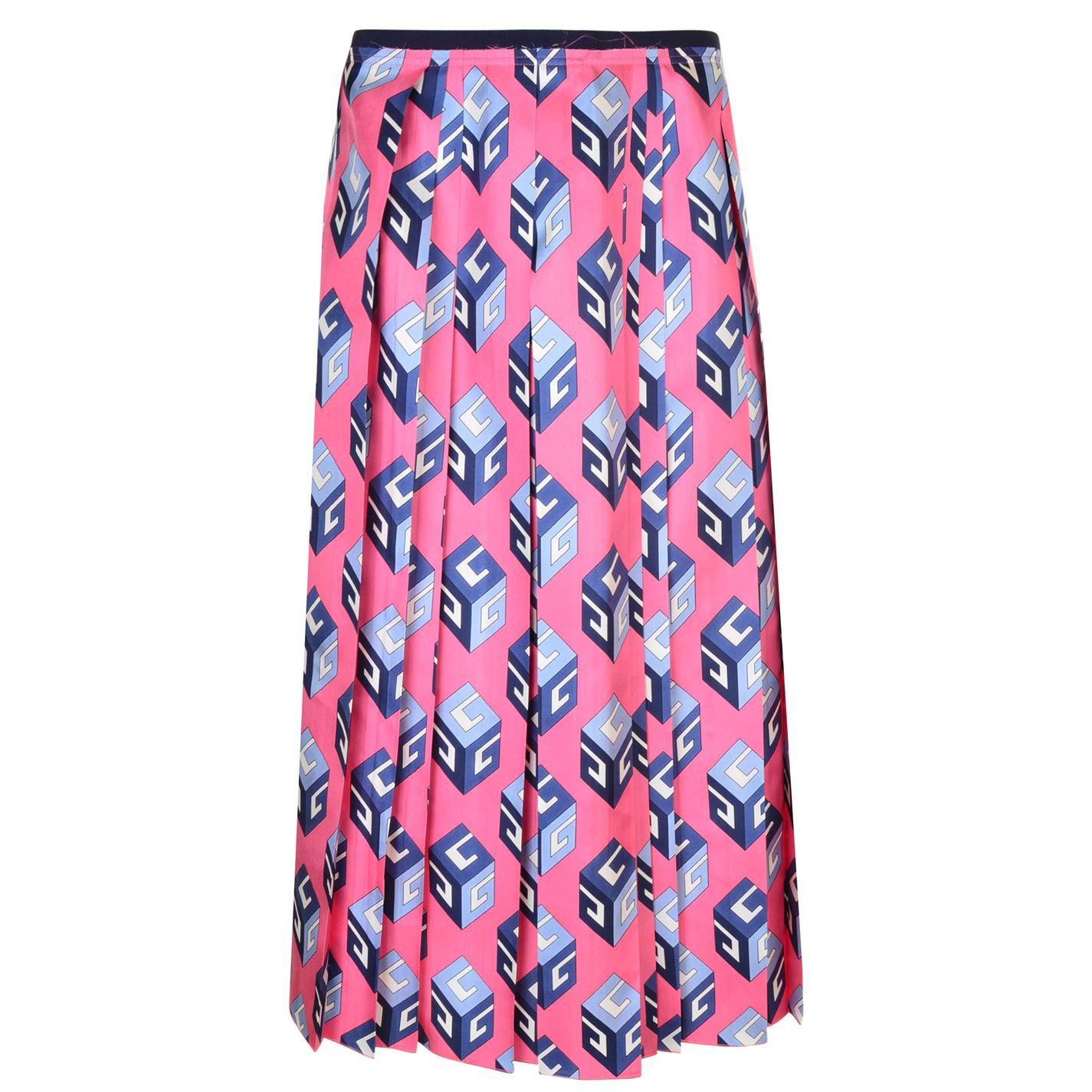 1425x1425 Gucci Pink Gg Wallpaper Print Silk Skirt