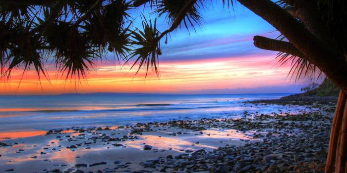 1920x1080 HD Sunset On Beach In Noosa Np Australia Wallpaper | SUNRISE AND