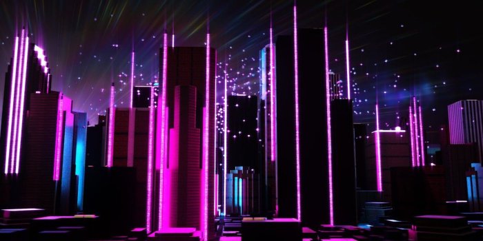 1332x850 Wallpaper Music, The city, Future, Neon, Skyscrapers, Electronic