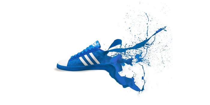 1366x768 wallpaper for desktop, laptop | am05-adidas-blue-shoes-sneakers-logo-art