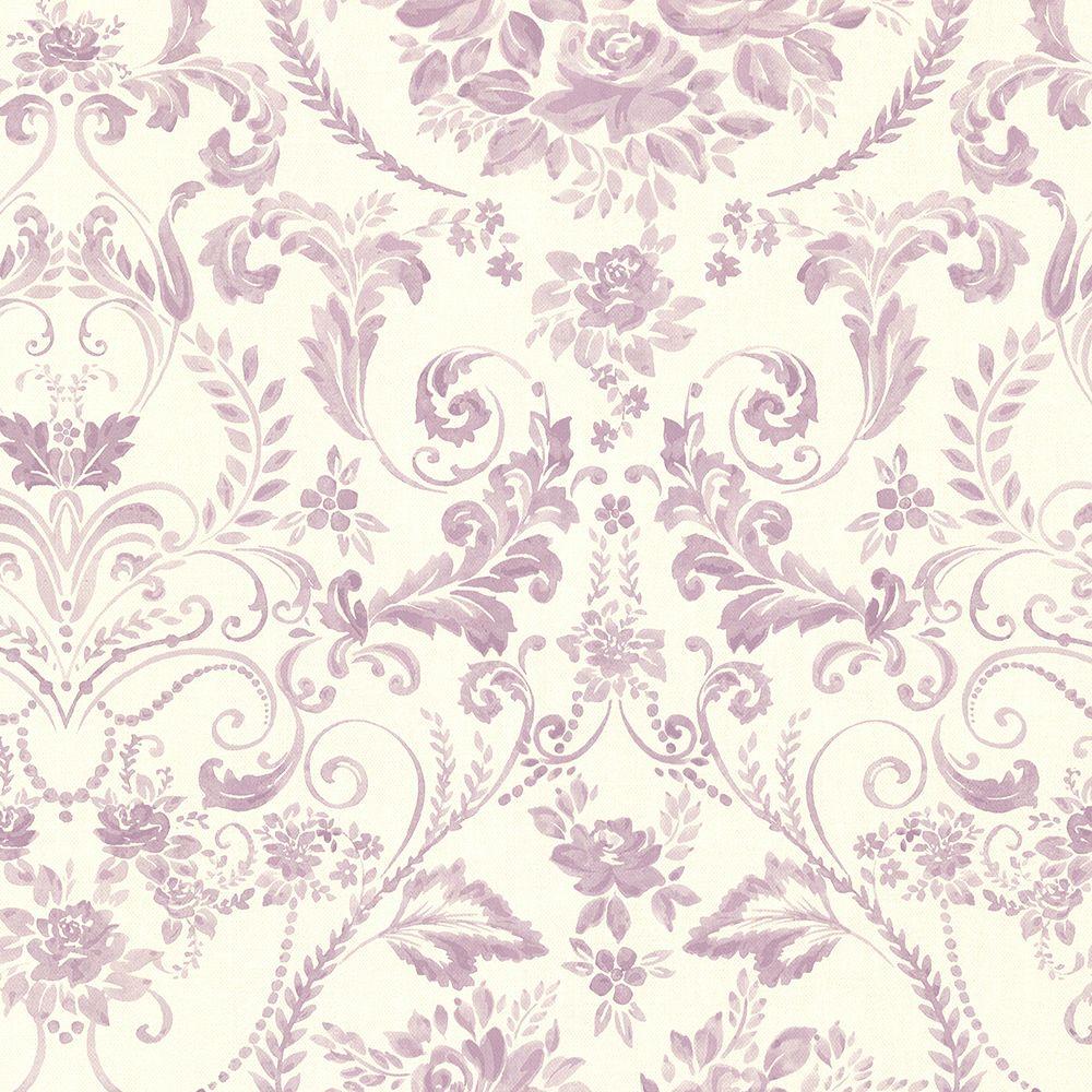 1000x1000 Bella Purple Damask Wallpaper